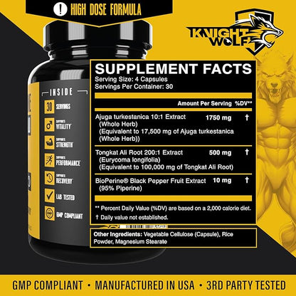 Turkesterone 17,500mg [Max Potency] + BioPerine® for High Absorption Supplement with Tongkat Ali - Increase Lean Muscle Growth & Recovery, Drive & Stamina - USA Made & Non GMO - 120 V Capsules