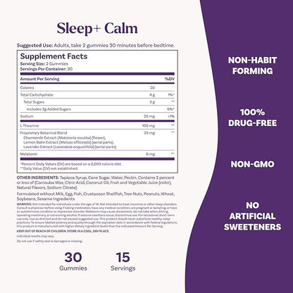 Natrol Sleep+ Calm Melatonin Gummies for Adults, Sleep Gummies, Strawberry Flavor, 60 Gummies, 30 Day Supply