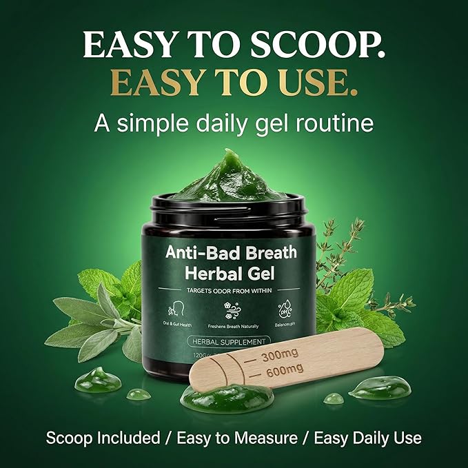 Anti-Bad Breath Herbal Gel Supplement - Body & Breath Odor Control from The Inside – Internal Deodorant, Natural Herbal Deodorant Gel with Parsley and Chlorophyll, Full Body Deodorizer (1)