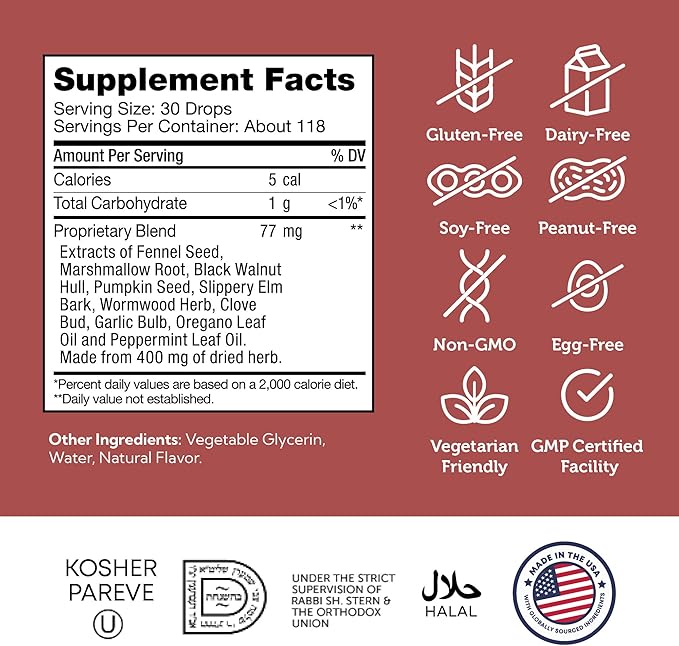 Zahler - ParaGuard Liquid Drops - Gut Health Supplement - Formula has Wormwood, Garlic Bulb, Pumpkin Seed, Clove & More - Natural Support for Humans - Certified Kosher (4 Oz) (4 oz., Drop)