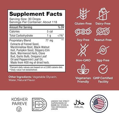 Zahler - ParaGuard Liquid Drops - Gut Health Supplement - Formula has Wormwood, Garlic Bulb, Pumpkin Seed, Clove & More - Natural Support for Humans - Certified Kosher (4 Oz) (4 oz., Drop)