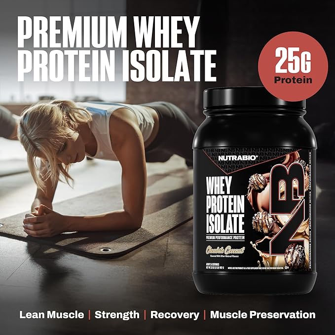 NutraBio 100% Whey Protein Isolate Protein Powder, 25g Protein with Complete Amino Acid Profile, Non-GMO, Soy & Gluten Free, Low Carb, Low Calorie Whey Protein Powder, Chocolate Coconut, 2 Lbs