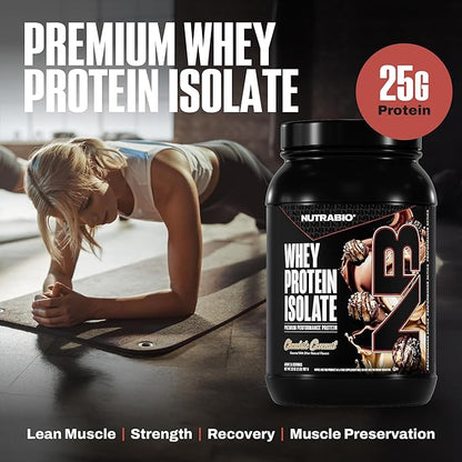 NutraBio 100% Whey Protein Isolate Protein Powder, 25g Protein with Complete Amino Acid Profile, Non-GMO, Soy & Gluten Free, Low Carb, Low Calorie Whey Protein Powder, Chocolate Coconut, 2 Lbs