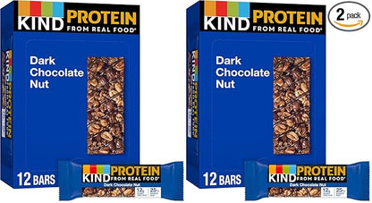 KIND Protein Bars, Dark Chocolate Nut, Healthy Snacks, Gluten Free, 12g Protein, 12 Count (Pack of 2)