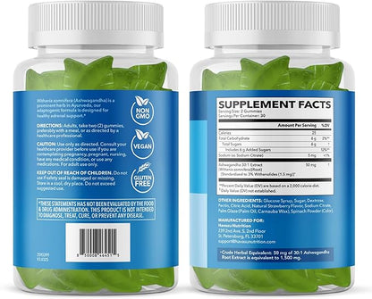 Ashwagandha Gummies for Stress & Mood Support - Vegan, Non-GMO Supplement for Calm & Relaxation - Withania Somnifera for Enhanced Sleep Quality & Emotional Balance - 1-Month Supply, Strawberry Flavor