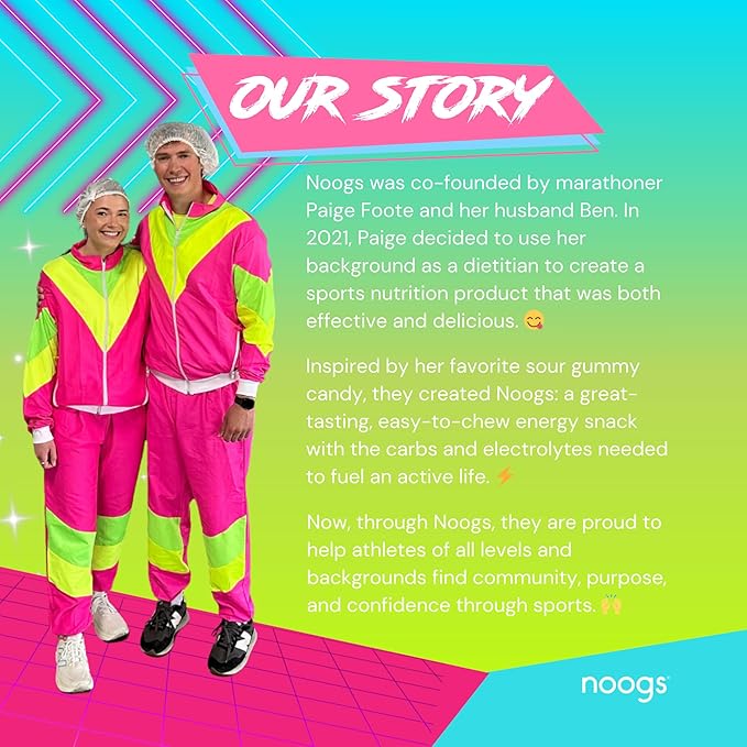 Noogs Sour Energy Chews, Lemon Zinger Electrolyte Energy Gummies, Sour Candy Flavored Alternative to Running Gels, Vegan, Gluten Free & Caffeine Free, 12 Pack
