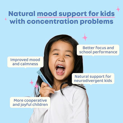 JoySpring Mood Magic for Kids – Natural Mood Support Pixie Sticks Candy with Saffron Extract, Magnesium Citrate & Vitamin D3 | Sugar-Free Powder Drink or Candy | 25 Servings | 4+ Years