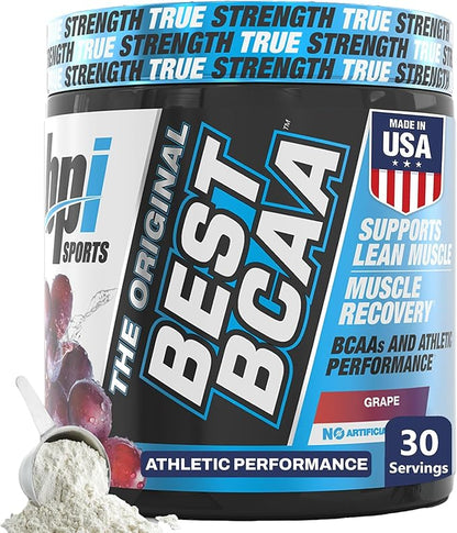 BPI Sports Best BCAA Powder - Muscle Recovery Support - Branched Chain Amino Acids | Building Blocks of Protein and Muscle - Post Workout Recovery – Hydration - Grape, 30 Servings