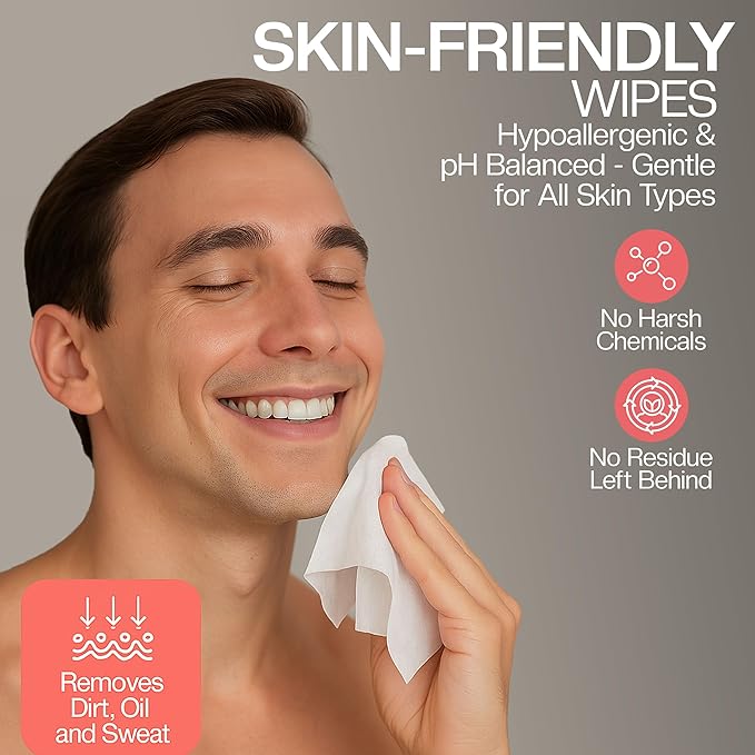 The Nobleman Men's Refreshing Face + Body Cleansing Wipes with Grapefruit - 30 count
