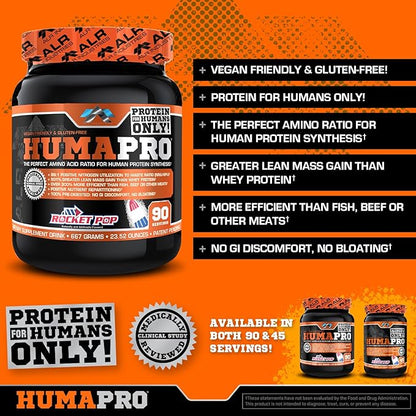 HumaPro Essential Amino Acid Formula | EAA Protein Supplement | Supports Muscle Recovery & Performance | Vegan, Gluten Free | | 90 Servings (Rocket Pop)