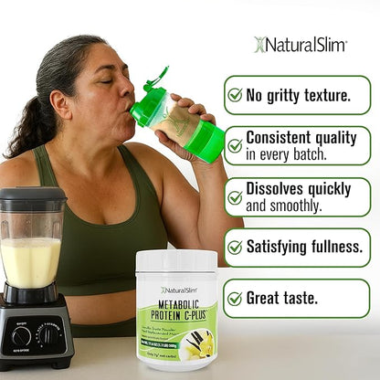 Metabolic Protein C-Plus, Whey Protein Powder & Shake Meal Replacement with Vitamin C, L-Glutamine & Digestive Enzymes, Low Carb Protein Drink, Support Metabolism, Energy & Gut health 1.1 lb, Vanilla