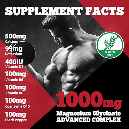 Magnesium Glycinate Gummies 1000mg - Sugar Free Magnesium Potassium Supplement with Vitamin D, B6, CoQ10 for Calm Mood & Sleep Support - 120 Strawberry Gummies