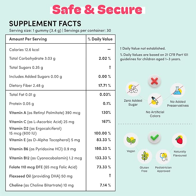 Little Joys DHA Omega 3 Brain Gummies for Kids | for Toddlers Aged 2-6 Years | 30-Day Pack | Plant Based, Sugar Free Omega 3 Supplements | Multivitamin Gummies for Kids | Travel-Friendly