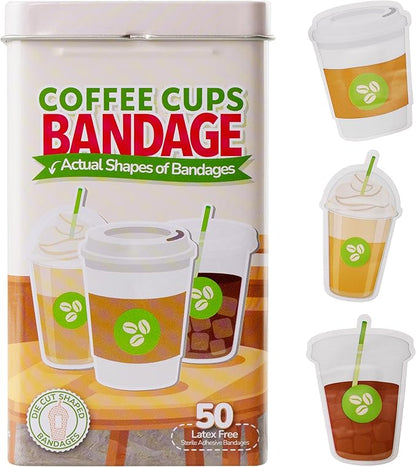 BioSwiss Bandages, Coffee Cup Shaped Self Adhesive Bandage Set, Latex Free, Sterile Wound Care, 50 Count