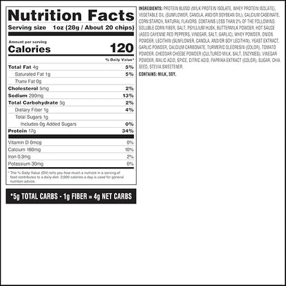 Quest Nutrition Tortilla Style Protein Chips, Buffalo Ranch, 19g of Protein, 4g Net Carbs, Gluten Free Protein Snack, 1.1 Ounce, 4 count