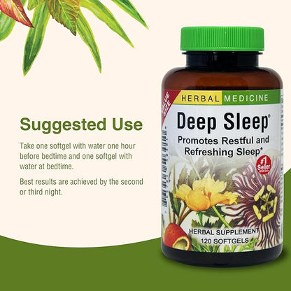 Herbs Etc. Deep Sleep Softgels - Herbal Sleep Support Supplement - Rest & Calming Support with Passionflower, Chamomile & Lemon Balm - 120 Softgels (120 Servings) - 2 Pack