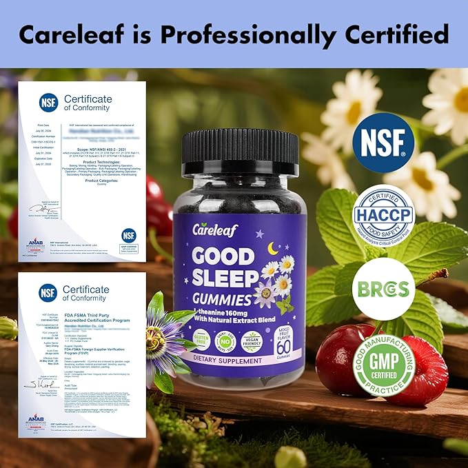 Sleep Gummies No Melatonin - Kids Sleep Gummies with L-Theanine, Magnesium & Herbal Blend, 60 Vegan Sleep aids for Adults, Reduces Nighttime Overthinking