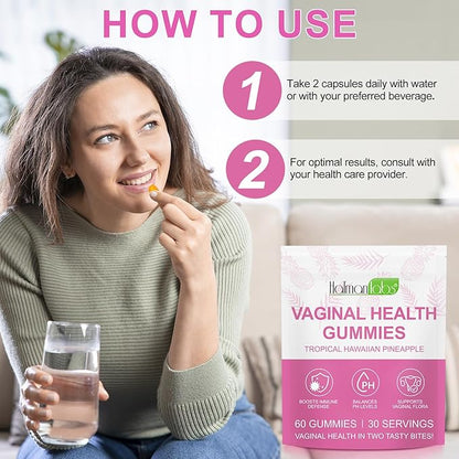 Vaginal Probiotics Gummies,Feminine Balance Gummies for Women,Womens Vaginal Health Supplement,Improve Immune,Promotion of Womens Health - 60 Gummies(2Pack)