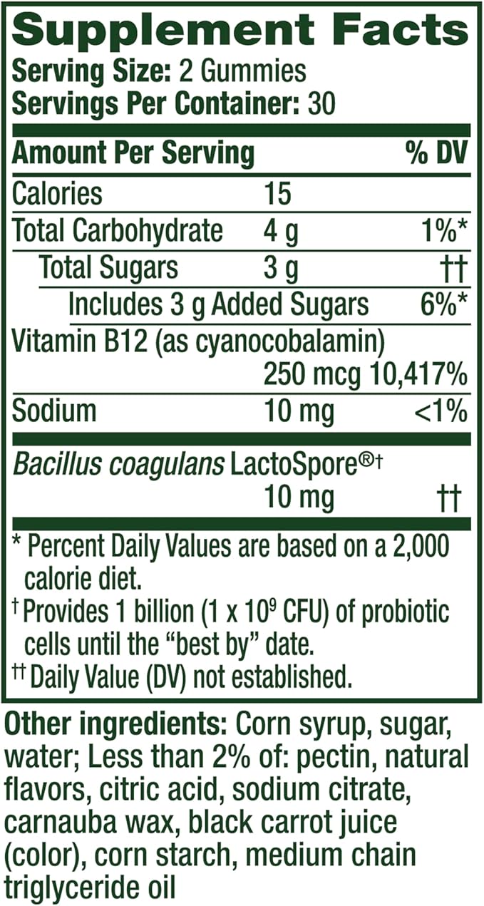 Align Probiotic, Bloating Relief + Food Digestion, Probiotics for Women and Men, Probiotic Helps Soothe Occasional Bloating*, with Vitamin B12 to Help Break Down Food into Cellular Energy*,60 Gummies