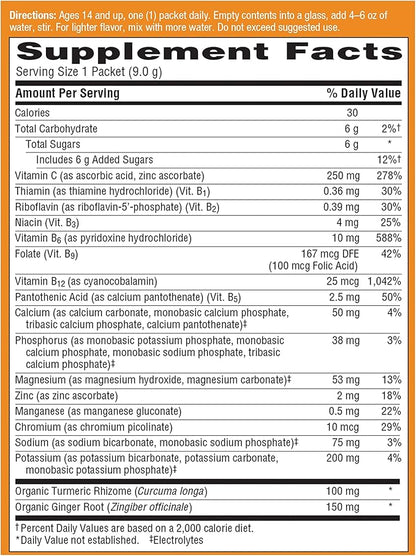 Emergen-C Citrus-Ginger Fizzy Drink Mix, Turmeric and Ginger, Immune Support, Natural Flavors with High Potency Vitamin C, 18 Count