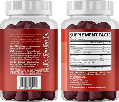 Nitric Oxide Gummies for Men and Women with L-Arginine and Beet Root - NO Gummies for Endurance and Recovery - 90 Count - Green Apple and Cinnamon Flavor - Vegan, Non-GMO, 1 Month Supply