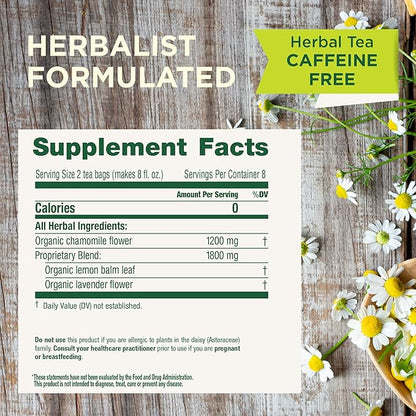 Traditional Medicinals Organic, Chamomile & Lavender - Chamomile Tea Supporting Stress Relief and Relaxation - Kosher, Non-GMO, Caffeine-Free, Compostable - 16 Tea Bags
