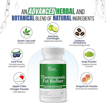 Thermogenic Fat Burner for Women and Men - Appetite Suppressant for Weight Loss - Includes Green Tea Extracts for Bloat Relief - Metabolism Booster - 120 Weight Loss Pills