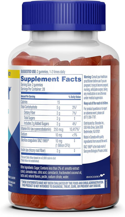Florastor Prebiotic and Probiotic Gummies, Digestive and Metabolic Support Probiotic Blend for Multi-Action Digestive Health Care, with Vitamin B12, 56 Gummies