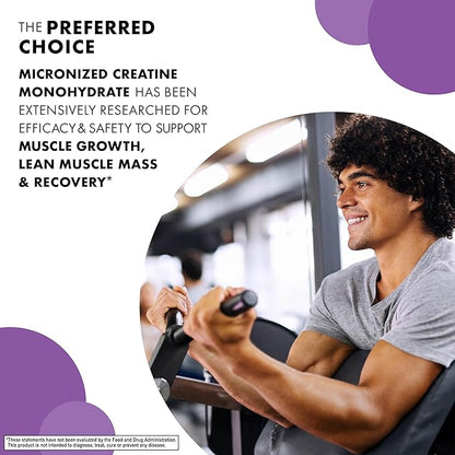 BlueBonnet Nutrition Micronized Creatine Monohydrate 5 g – Supports Lean Muscle Mass* - Non-GMO, Vegan, Kosher Certified, Gluten-Free, Soy-Free, Milk-Free – Unflavored, 10.58 OZ, 60 Servings
