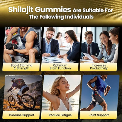 Shilajit Gummies for Men & Women | 4000mg High Potency 10-in-1 Formula with Pure Himalayan Shilajit, Ashwagandha, and 75% Fulvic Acid | Sugar-Free Vegan, 85+ Trace Minerals | Men 4000mg / 4 Bag