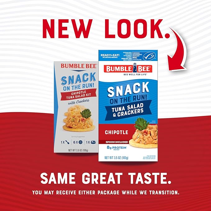 Bumble Bee Snack On The Run! Protein Snack Pack - 8g Protein per Box - Chipotle Tuna Salad with Crackers Kit - Ready to Eat Easy-Open Can - Wild Caught MSC-Certified Tuna (Pack of 1)