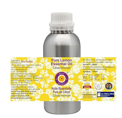 Deve Herbes Pure Lemon Essential Oil (Citrus limonum) Steam Distilled 630ml (21 oz)
