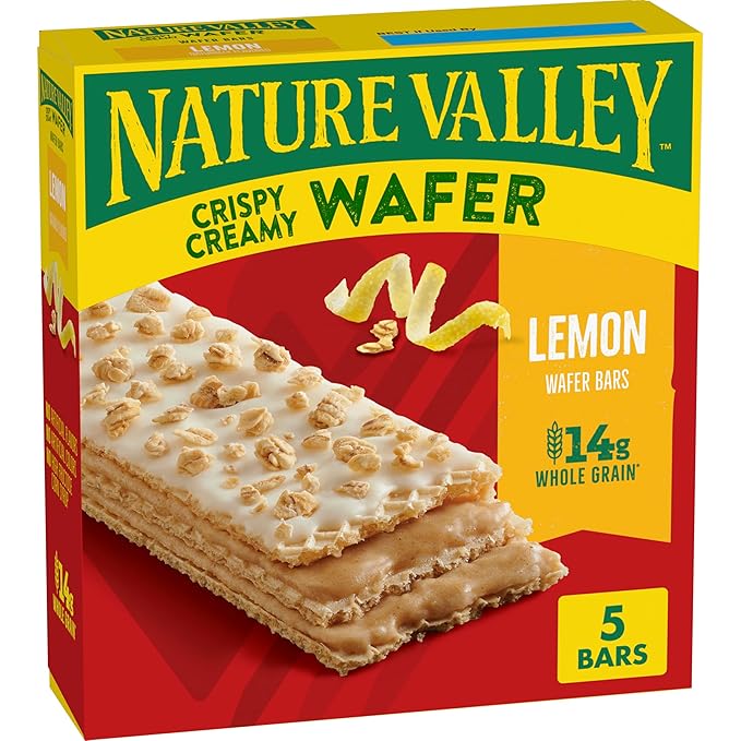 Nature Valley Crispy Creamy Wafer Bars, Lemon, Whole Grain, 5 Bars, 6.5 oz
