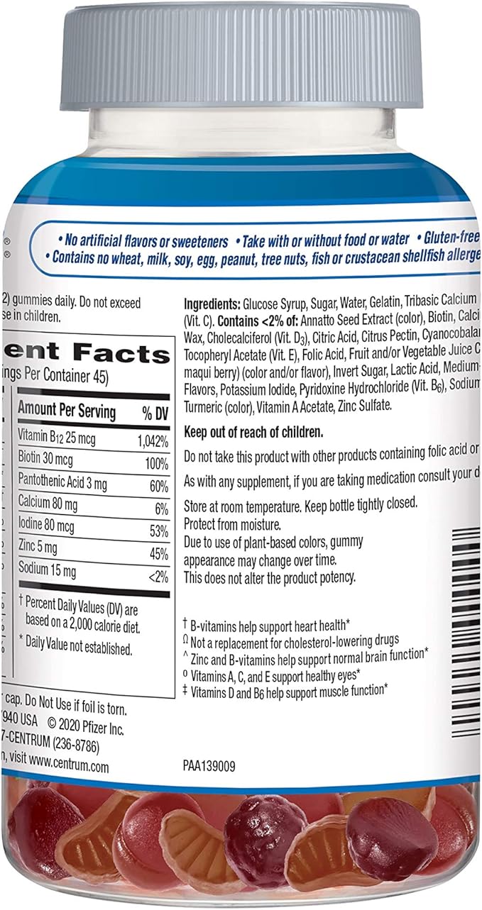 Centrum MultiGummies Gummy Multivitamin For Women 50 Plus, With Vitamin D3, B6 And B12, Multivitamin/Multimineral Supplement - 90 Count