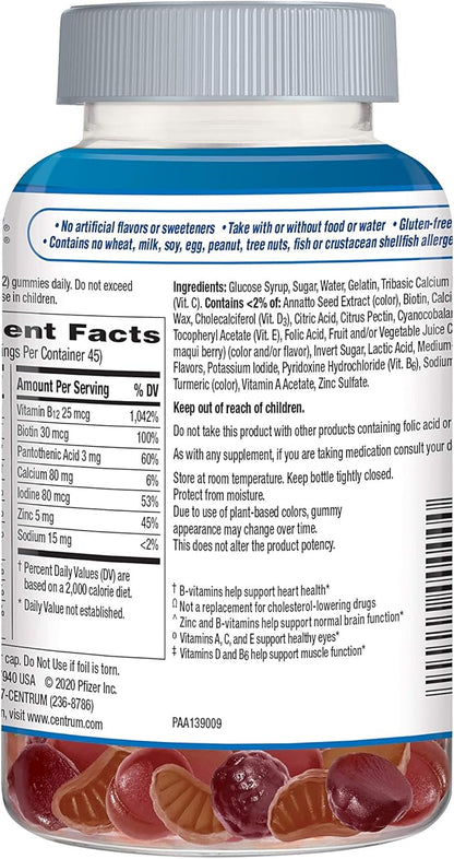 Centrum MultiGummies Gummy Multivitamin For Women 50 Plus, With Vitamin D3, B6 And B12, Multivitamin/Multimineral Supplement - 90 Count