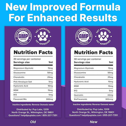 Pup Labs Freedom Joint Drops - Dog Joint Support Supplement with Human-Grade Ingredients - No Fillers, Preservatives, Additives, or Artificial Ingredients, 6 30 ml Droppers