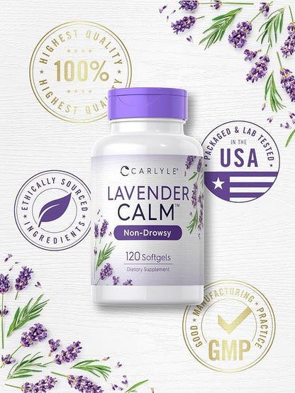 Carlyle Lavender Pills | 80 mg | 120 Softgel Capsules | Calm & Non-Drowsy Formula | Non-GMO & Gluten Free Supplement