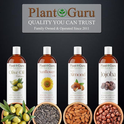 Plant Guru Evening Primrose Oil 16 fl. oz. Cold Pressed 100% Pure Natural Carrier - Skin, Face, Body and Hair Growth Moisturizer. Great For DYI Soap Making, Creams, and Lip balms.