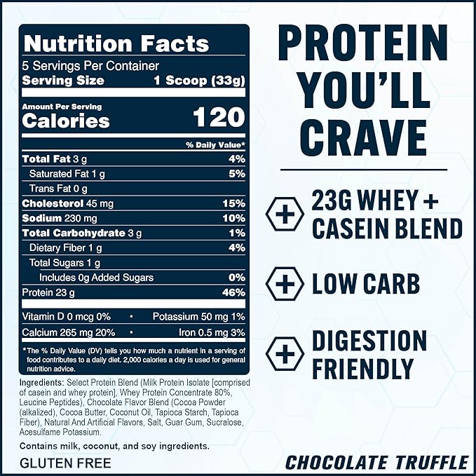 PEScience Select Protein Powder, Whey and Casein Blend, Lean Protein Powder for Women and Men, Low Calorie, Low Carb, Keto Friendly, Gluten Free, Chocolate Truffle - 5 Servings