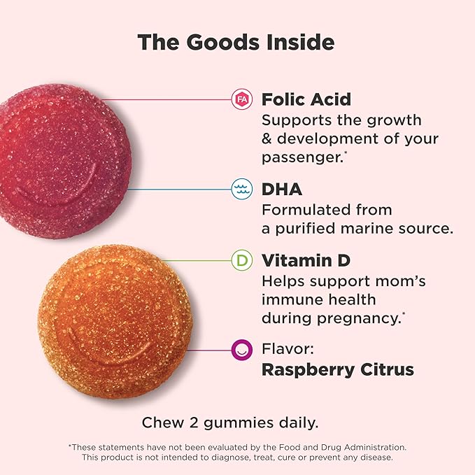 OLLY Essential Prenatal Gummy Multivitamin,Folic Acid,Vitamin D,Omega 3 DHA,Supports Healthy Growth and Brain Development,Citrus Berry -,84 Count (Pack of 2)