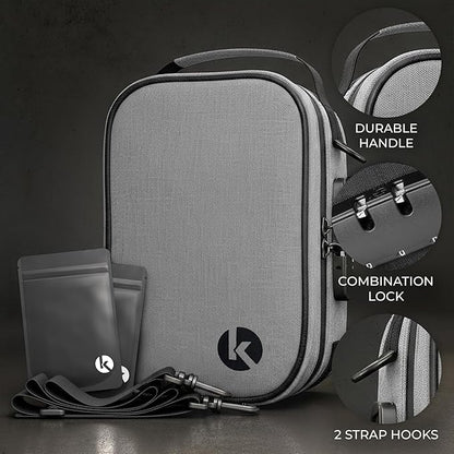 KIBAGA Travel Pill Organizer & Secure Medicine Storage Bag with Lock - Personal Container Box with Smell Control -Portable Water Proof Case for Vitamins, Supplements & First Aid