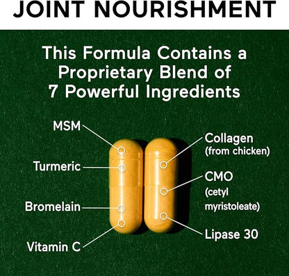 SMARTERNUTRITION Joint Food - Nourishing Support for Joint Comfort, Lubrication, Mobility with Collagen Type II, CMO, Lipase, MSM, Vitamin C, Turmeric, Bromelain - 60 Count - 30-Day Supply