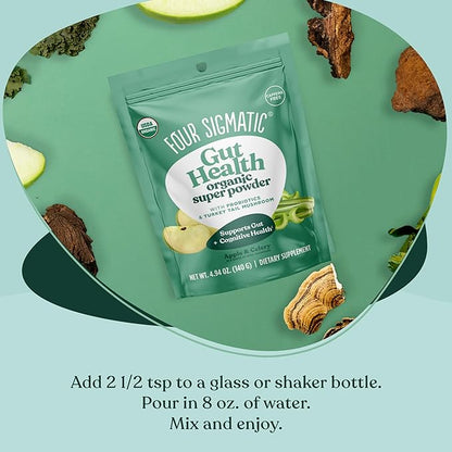 Four Sigmatic Organic Greens Powder | Greens Superfood Powder with Probiotics & Prebiotics | Super Greens with Moringa, Chaga & Turkey Tail | (4.94 oz.)