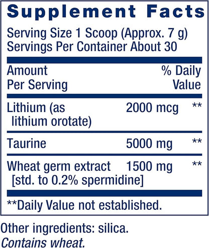 Life Extension Healthy Aging Powder, Healthy Aging Supplement, Heart Health, Brain Health, Exercise Performance, Taurine, Lithium, spermidine, Powder Blend, Non-GMO, Vegetarian, 30 Servings