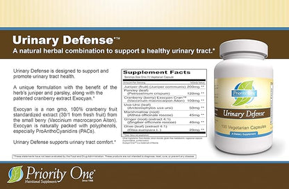 Priority One Vitamins Urinary Defense 100 Vegetarian Capsules - Supports Healthy Urinary System.*