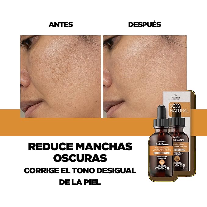 Purifect Vitamin C Brightening Facial Serum with Niacinamide & Vitamin E - Hydrating Serum for Face, Supports Even Skin Tone, Lightweight Daily Skincare, Made in USA - 1 fl oz