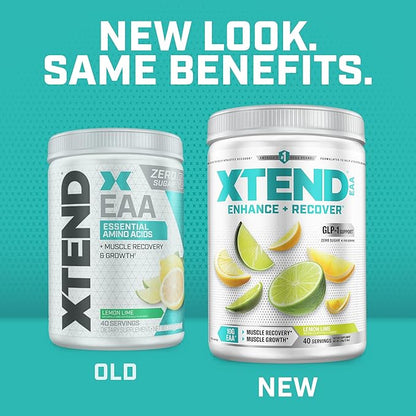 Xtend Scivation EAA + BCAA Powder | Muscle Recovery & Lean Muscle Growth | 9 Essential Amino Acids for Intra Workout or Post Workout Recovery | 10g EAAs Per 2 Servings | Lemon Lime 40 Servings