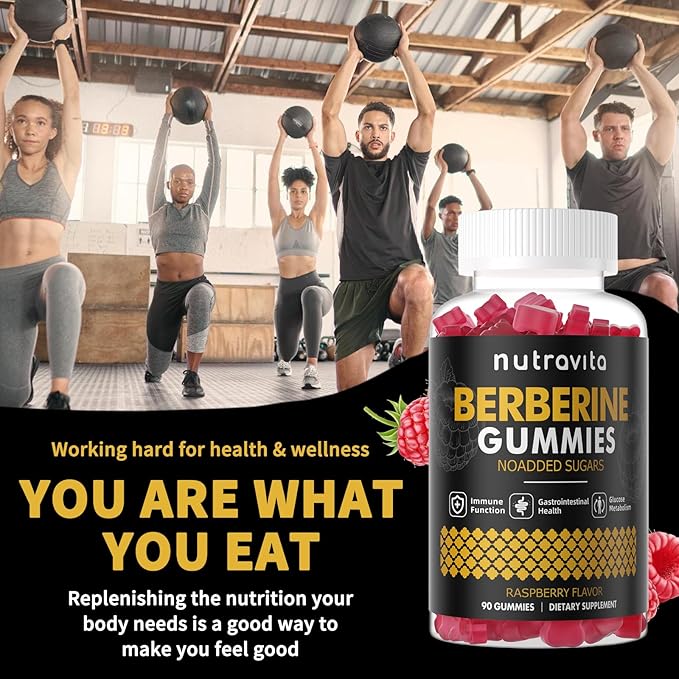 Nutravita Berberine Gummies with Ceylon Cinnamon 1500mg High Potency Berberine HCL Supplement for Immune and Metabolism Support, Sugar Free Organic Berberine Gummies Raspberry Flavor-2PACK