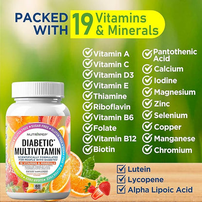 NutraPep Premium Multivitamin Chewable Gummies for Women & Men - Sugar-Free & Gluten Free Supplement Vitamins - Calcium Magnesium Zinc Manganese Thiamine Biotin…