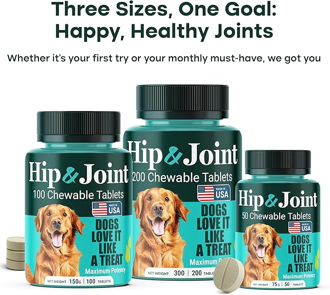 Natureflow Hip & Joint Supplement for Dogs, 300mg Green-Lipped Mussel for Dog Arthritis Pain Relief, Glucosamine, MSM & Chondroitin, Zero Sugar, Large Medium Small Breeds, 100 Chewable Tablets